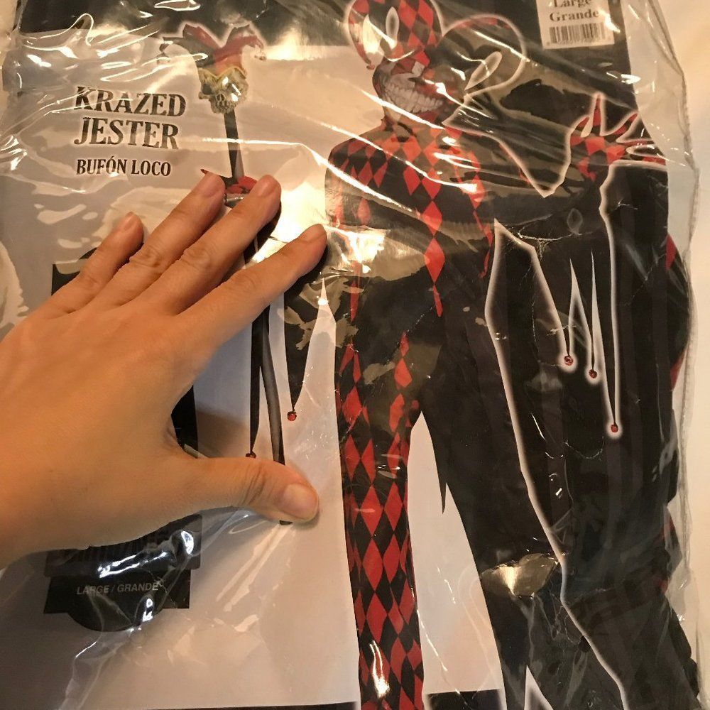 Krazed Jester Circus Clown Carnival Scary Halloween Child Costume Large